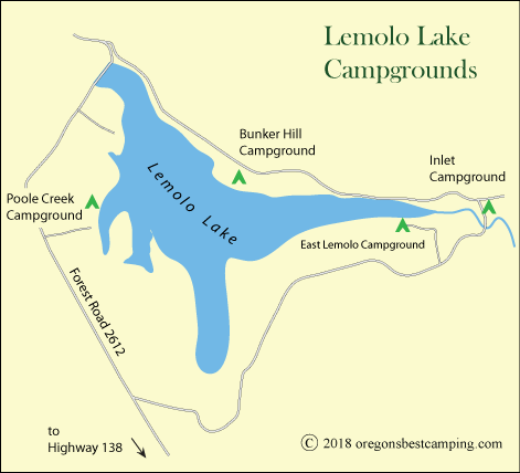 Lemolo Lake Campground Map, Oregon